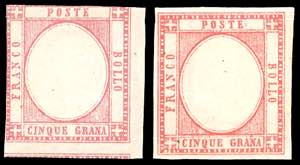 1861 - 5 grana rosso carminio, stampa ... 