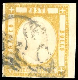 1861 - 10 grana giallo ocra (22a), usato, ... 