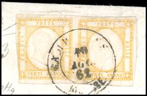 1862 - 20 grana giallo arancio ... 