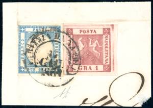 1861 - 1 grano rosa carminio, I tavola (4), ... 