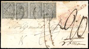 1856 - 10 cent. bianco, striscia ... 