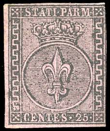 1852 - 25 cent. violetto (4), nuovo senza ... 
