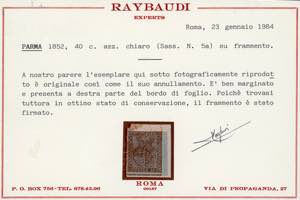 1852 - 40 cent. azzurro chiaro ... 