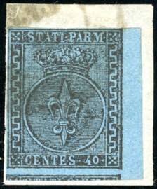 1852 - 40 cent. azzurro chiaro (5a), bordo ... 