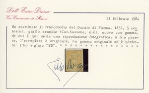 1853 - 5 cent. giallo arancio (6), ... 