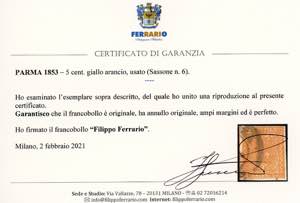 1853 - 5 cent. giallo arancio (6), ... 