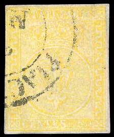 1853 - 5 cent. giallo chiarissimo (6b), ... 
