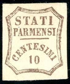 1859 - 10 cent. bruno (14), gomma originale, ... 