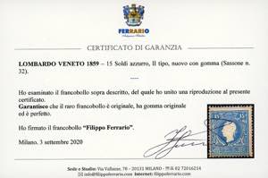 1859 - 15 soldi azzurro, II tipo ... 