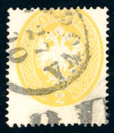 1863 - 2 soldi giallo, dent. 14, ... 
