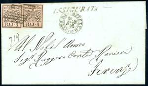 1856 - 5 baj rosa chiaro (6), due esemplari ... 