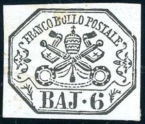 1864 - 6 baj lilla grigio (7A), nuovo, gomma ... 