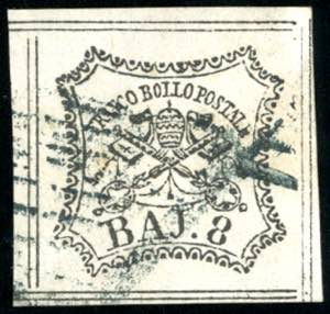 1852 - 8 baj bianco (9), otto filetti, ... 