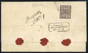 1852 - 8 baj bianco e, al verso, 5 ... 