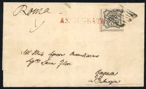 1852 - 8 baj bianco e, al verso, 5 ... 