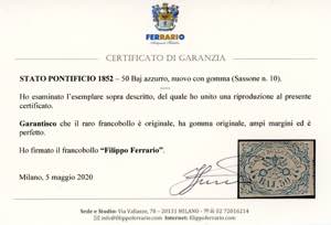 1852 - 50 baj azzurro (10), parte ... 