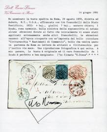 1859 - 1 scudo rosa chiaro, 4 baj ... 
