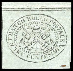 1867 - 3 cent. grigio (15), bordo di foglio ... 