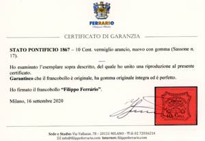 1867 - 10 cent. vermiglio arancio ... 