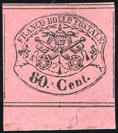 1867 - 80 cent. rosa lillaceo (20), bordo di ... 