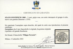 1868 - 3 cent. grigio rosa, ... 