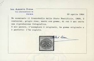 1868 - 3 cent. grigio rosa, ... 