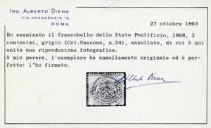 1868 - 3 cent. grigio (24), usato, ... 