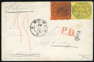 1870 - 10 cent. arancio vermiglio, carta ... 
