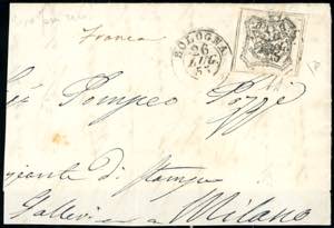 1855 - 8 baj bianco, falso per posta del I ... 