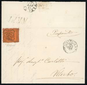 1870 - 10 cent. (26c), perfetto, su lettera ... 