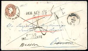 1863 - 10 soldi bruno rosso, busta postale ... 