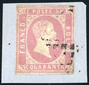 1851 - 40 cent. rosa (3), sfiorato in un ... 