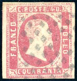 1851 - 40 cent. rosa carminio vivo (3b), ... 
