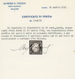 1854 - 40 cent. rosso mattone (9), ... 