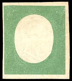 1854 - 5 cent. verde oliva scuro, non emesso ... 