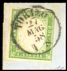 1858 - 5 cent. verde giallo, ... 