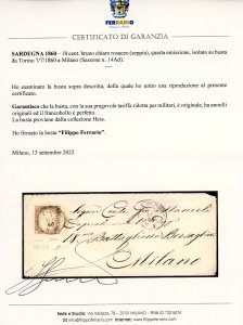1860 - 10 cent. bruno chiaro ... 