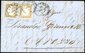1862 - 10 cent. bistro oliva, 10 cent. ... 
