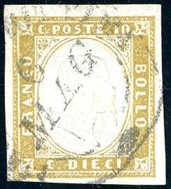 1862 - 10 cent. giallo olivastro (14Dc), ... 