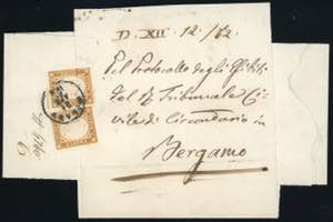 1863 - 10 cent. arancio brunastro (14Dg), ... 
