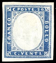1861 - 20 cent. azzurro oltremare (15Dc), ... 