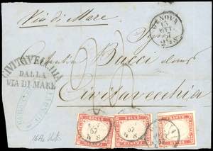 1857 - 40 cent. rosso scarlatto chiaro ... 