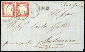 1863 - 40 cent. rosso carminio (16D), due ... 