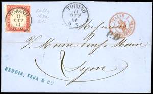 1861 - 40 cent. rosso vermiglio, filetto di ... 