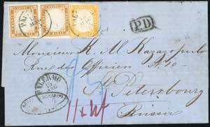 1863 - 80 cent. giallo arancio, 10 cent. ... 