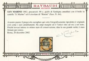 1863 - 80 cent. giallo (Sardegna ... 