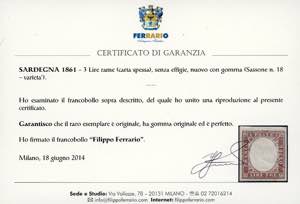 1861 - 3 lire rame vivo (18A), ... 