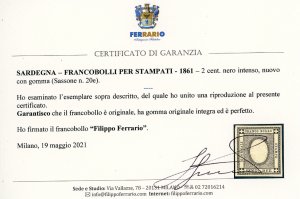 1861 - 2 cent. nero intenso per ... 