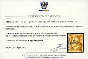 1859 - 1/2 grano giallo oliva, I ... 