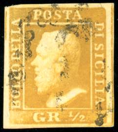 1859 - 1/2 grano giallo brunastro (1c), ... 